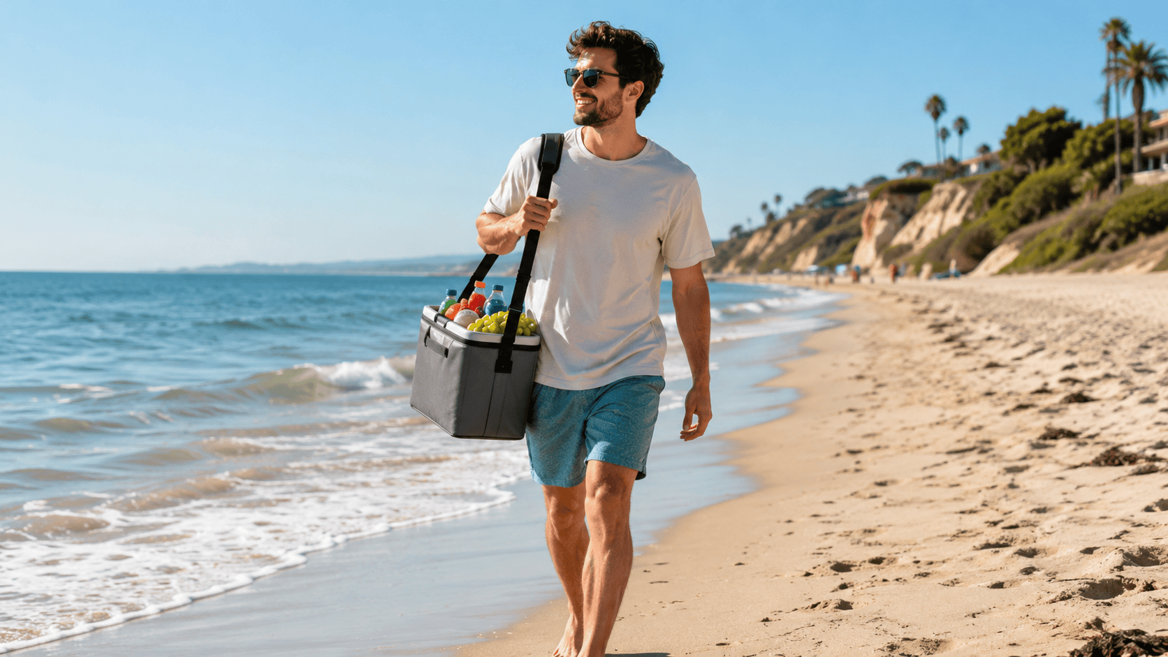 Coole Kühltasche am Strand